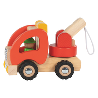 Abschleppwagen Holz Goki Roter Abschlepper Holzfahrzeug Lastwagen Lkw Neu