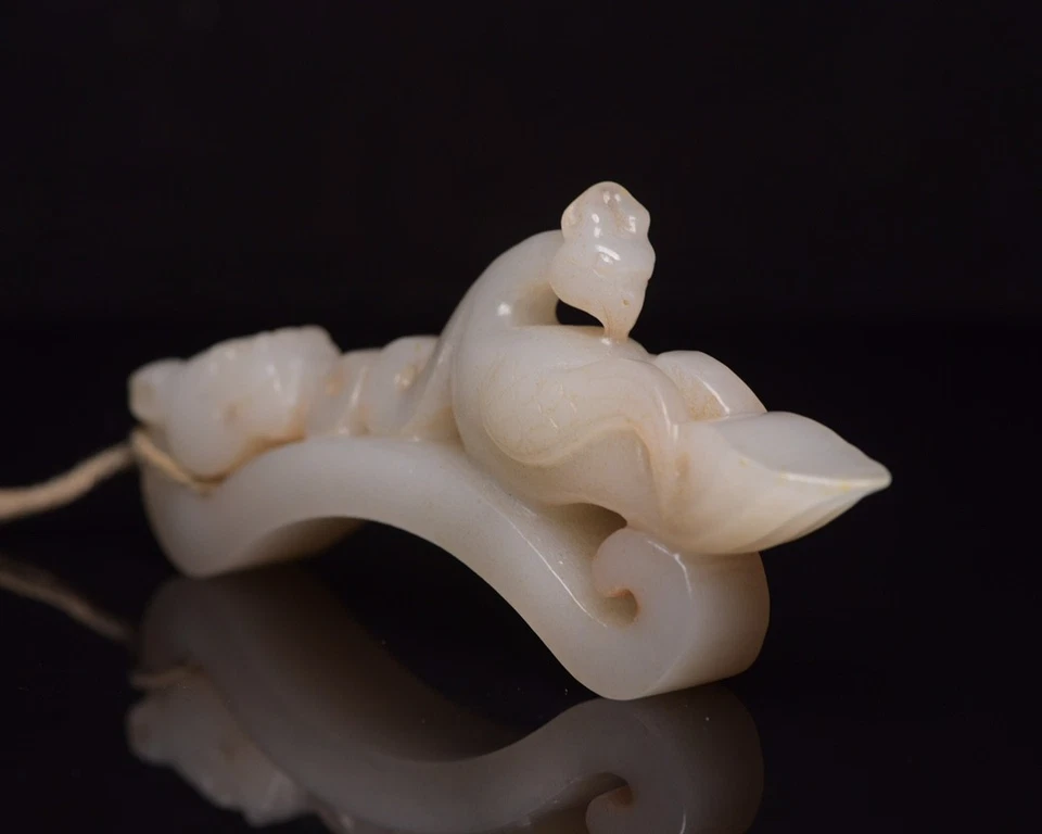 Decoração de jade antiga chinesa da dinastia Tang antiga hétia dragão de jade - Imagem 4 de 4