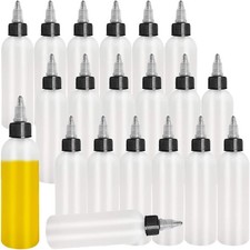 20-Pack 4oz/120ml Plastic Boston Squeeze Bottles with Twist Cap, White LDPE