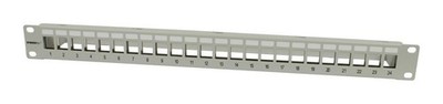 Patch Panel 24xTP,CAT6A, incl.Keystone Slim-line/Short, 19 , 1HE(t 94mm), Lichtg