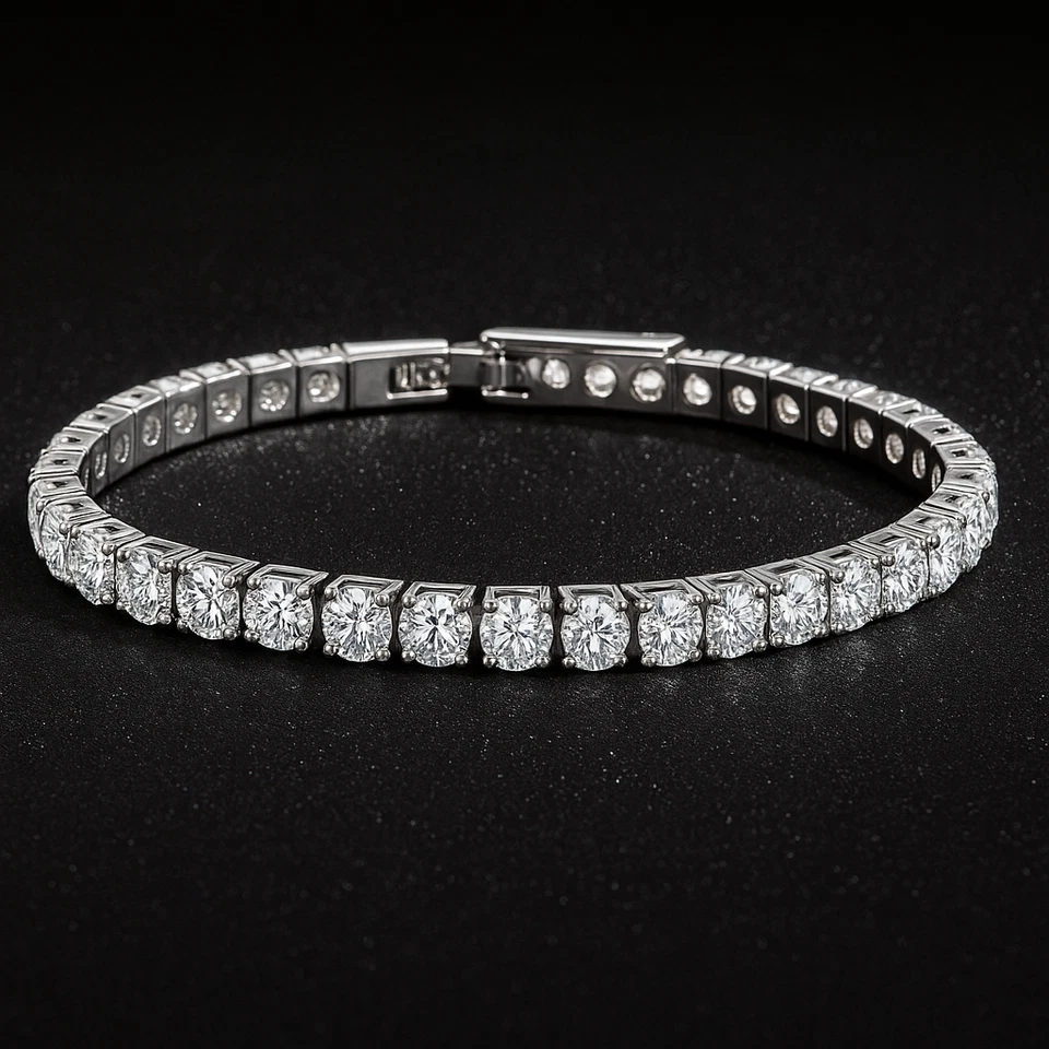 Tennisarmband Edelstahl – 4 -5 mm Zirkonia – Länge 16-17 - 18-20 cm 925er Silber - Bild 2 von 4