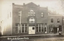 Genoa NE Nebraska Town Hall Indian Motorcycle Dealer 1915 RPPC Postcard COPY