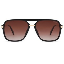 SOJOS Sunglasses for Women  Men, 54-17-147, Black/Light Grading Brown Lens