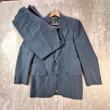 Vintage Botany 500 Suit Mens Gray Pinstripe Made USA Single Vent 90s Y2K