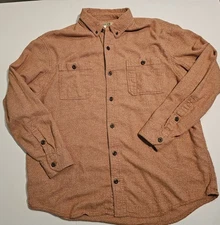 Duluth Trading Co- Men Red Striped Button Down 100% Cotton Long Sleeve Shirt- XL