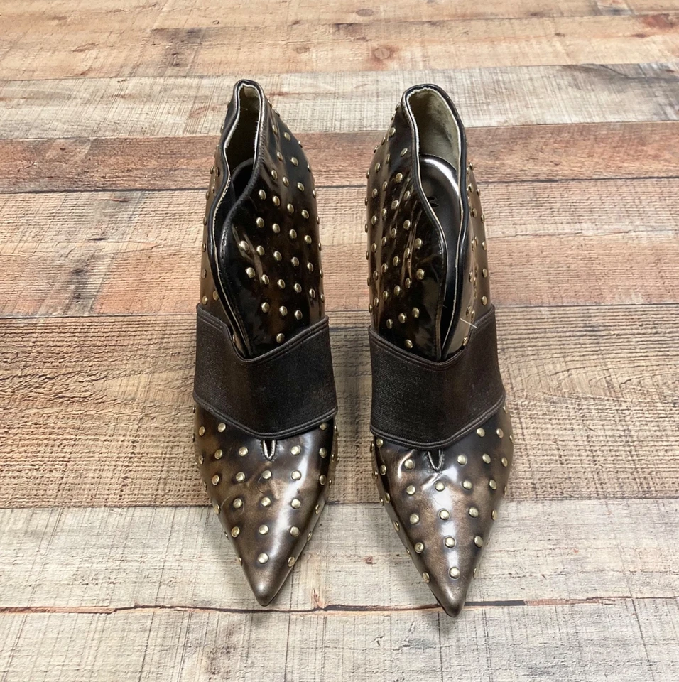 Botines para mujer Marciano con tachuelas marrón dorado talla 7 botines vanguardistas caprichosos  Foto 2 de 4
