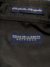 Oscar De La Renta  Cotton Dress/Casual Black long sleeve shirt 15 1/2 (34-35)