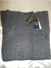 Polo Ralph Lauren Cable Knit Sweater Gray with Logo XXL New w/Tags