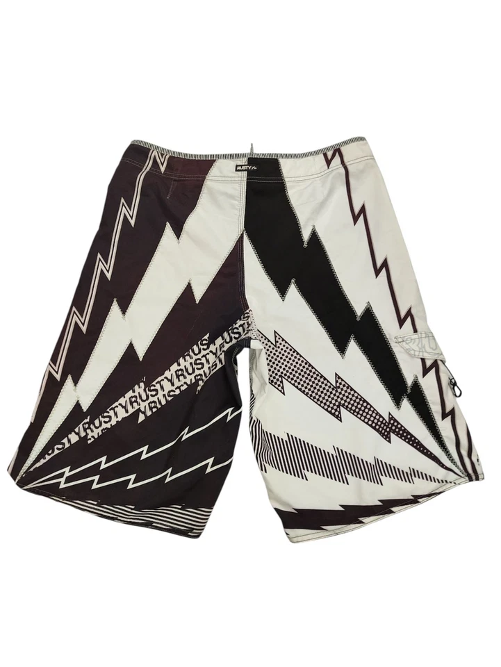 Шорты Rusty Board мужские размер 34 коричневые/белые для серфинга пляжа с узором Lightning  - Изображение 4 из 4