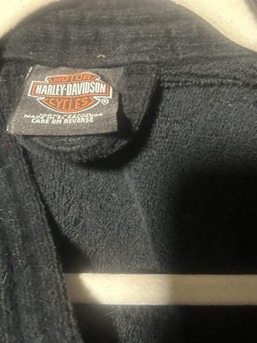 Harley Davidson Embroidered Logo Bath Robe Belted Cotton Mens One Size Black - Picture 12 of 14