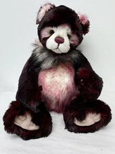 20" CHARLIE BEARS BLACK FOREST GATEAUX TEDDY BEAR BURGUNDY AND WHITE