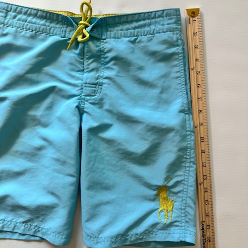 Polo Ralph Lauren Kids Swim Trunks Shorts Blue Yellow Pony Logo - Picture 5 of 9