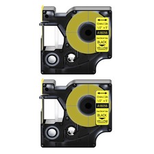 2 Heat Shrink Tube Label IND Tape Black on Yellow 18056 For Dymo Rhino 3000 1/2"