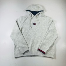 Tommy Hilfiger Hoodie Light Gray Acrylic Men  s Size Large