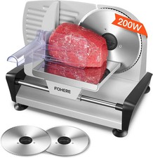 Electric Meat & Bread Slicer 200W – 2x19cm Blades, Adjustable 0-15mm, Home Use