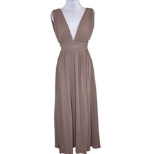 Lulus Heavenly Hues Maxi Dress XS Taupe Plunge Wedding Special Occasion Formal