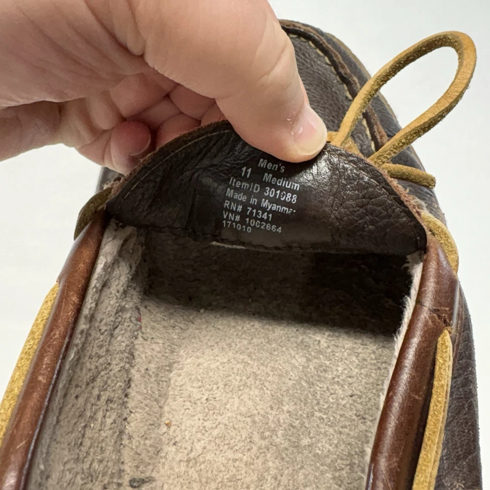 L.L. Zapatillas mocasín forradas de franela cosidas a mano de cuero marrón Bean para hombre talla 11 Foto 2 de 4