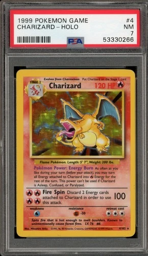 Pokemon Charizard Base Set Unlimited Holo Rare #4 PSA 7