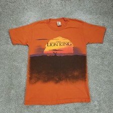 Vintage Disney Lion King T Shirt Large Orange Double Side All Over Print Crew