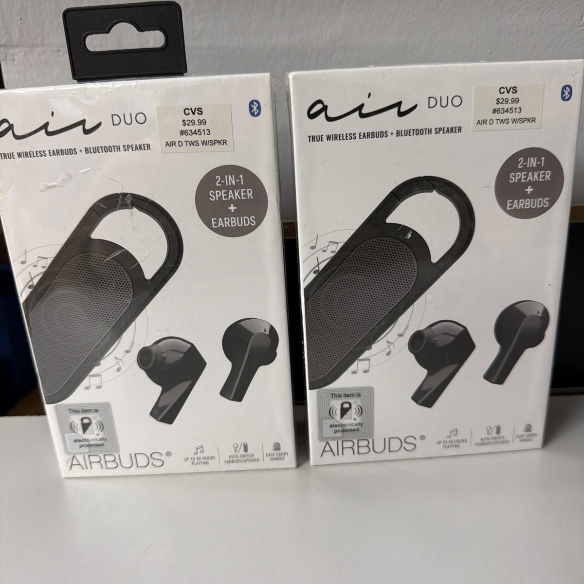air DUO Airbuds - 2 In 1 Speaker & Wireless Earbuds. Black. 2 Pack