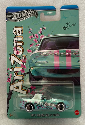 #ad Hot Wheels Silver Series 1991 Mazda MX 5 Miata AriZona Diecast 1:64 New $11.80