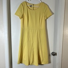 NWT Talbots thick knit yellow fit flare dress with back zipper size 12