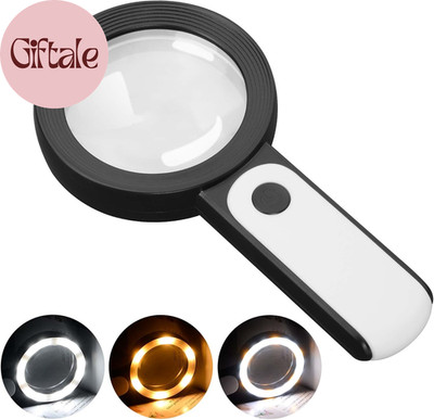 Magnifying Glass with Light, Handheld Large Magnifying Glass 18LED Cold and Warm