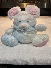 Vintage 80s Fisher Price Baby Puffalump Stuffed Mouse Baby Rattle Nylon Plushie