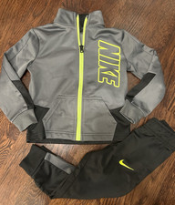 Nike 2 Piece Track Suit Black Gray Logo Boys Size 2T