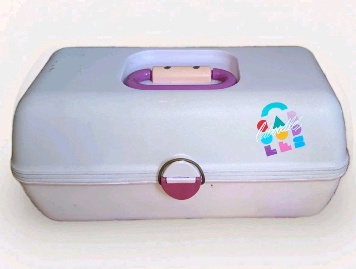 Vintage Caboodles Toiletry Organizer Makeup Case Peach Pink Purple 2630 15x7x8"