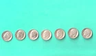 7 SILVER ROOSEVELT DIMES 1951S,1953S,1956,1960,1961D,1963D,1964D
