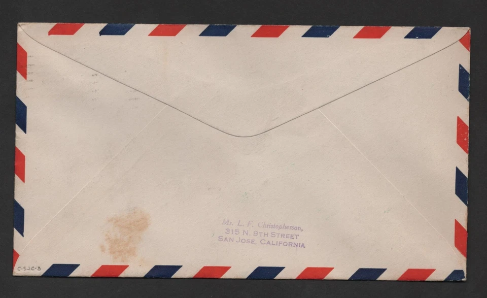 US 1934 ZEPPELIN FLIGHT COVER SANTA CLARA CAL. TO NEW ORLEANS LOUISIANA SIGNED - Image 2 of 2