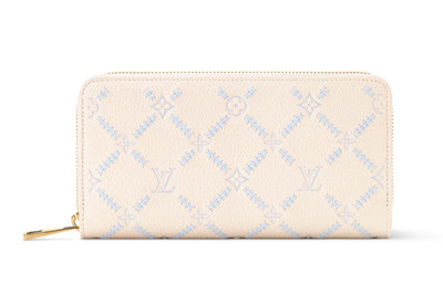 NEU Louis Vuitton Monogram Zippy Geldbörse Beige Blau M28510 Authentic LV