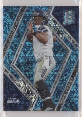 2018 Panini Spectra Neon Blue Prizm 61/75 Russell Wilson #101 6f5