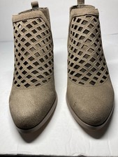 Women s Crown Bintage Suede Leather Lattice Cutout Ankle Boots Size 7M