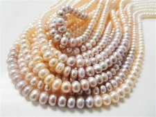 Freshwater Pearl Necklace Loose Strand Multicolored Buttons 6-8mm 16" Unknotted