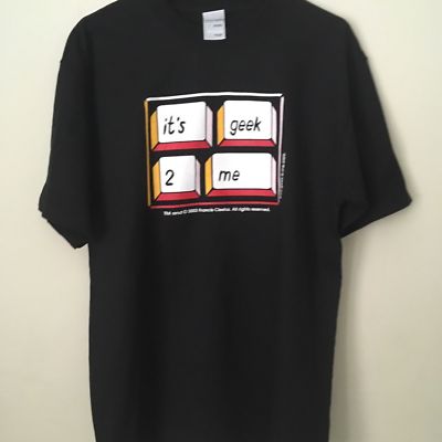  'It's Geek 2 Me'  MENS' Black cotton LARGE T-shirt. Funny message