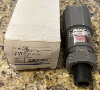 Thomas Betts Russellstoll 3933 FS/FD Connector Plug 30A 250V 20A 600V 2P 3W NOS