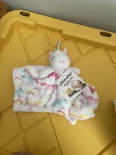 Cribmates White Multicolor Lovey Blanket Lovie Plush Toy 12 x 11 inch Unicorn