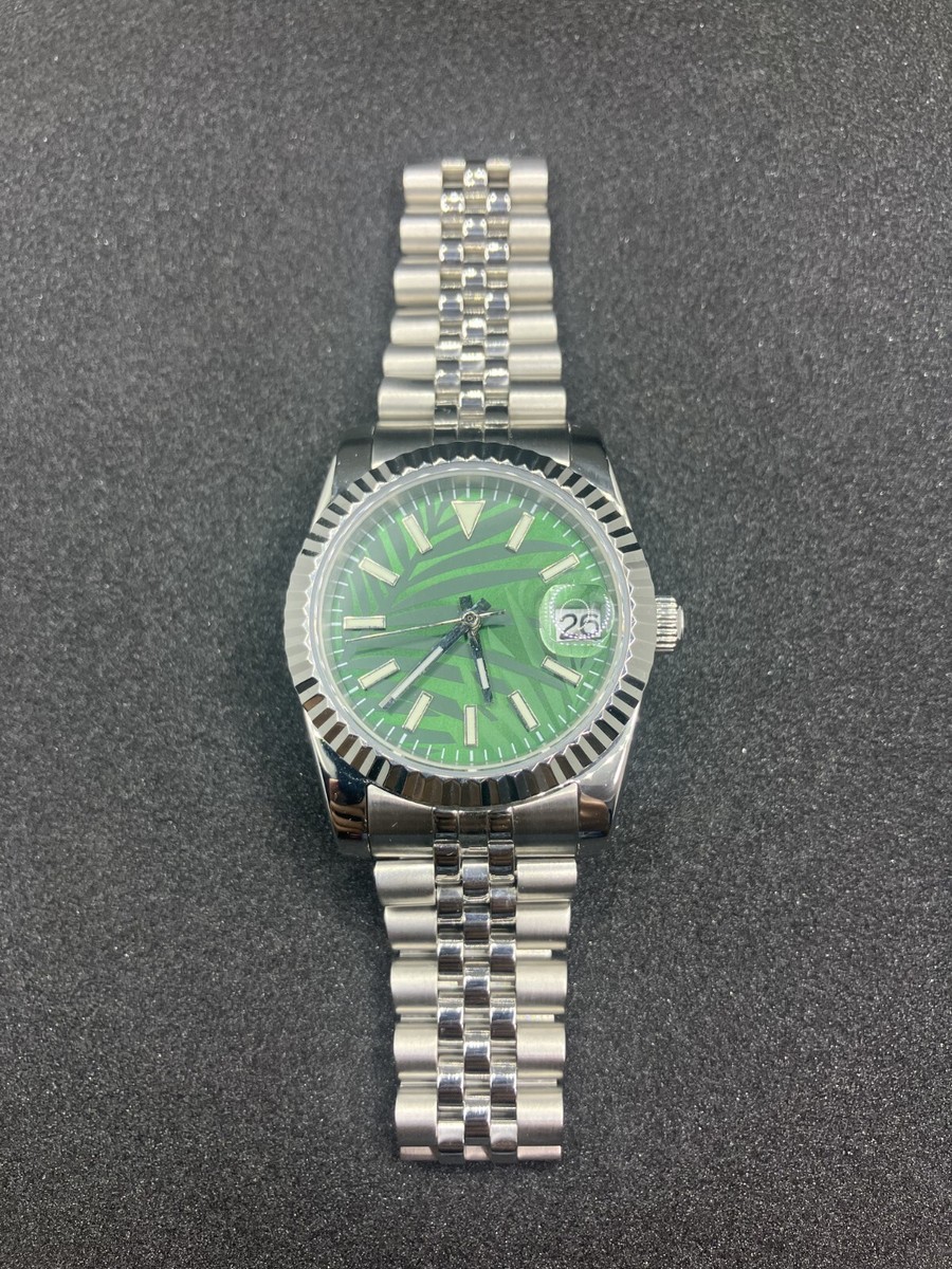 SEIKO ALBA V248-0070 ライムグリーンダイバー風 美品 Custom 36mm Green Palm Leaf Style Dial Automatic Seiko Mod NH35 | eBay