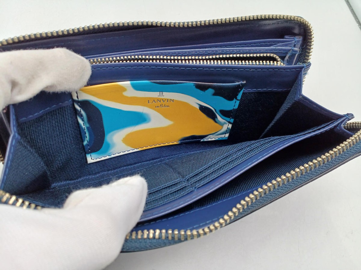 rin LANVIN en Bleu 6103467 LANVIN en Bleu Round Zip Long Wallet Blue | eBay