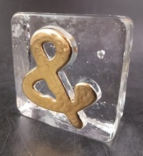 Handcrafted 2.5&rdquo; Glass Block w/ Gold Letter &ldquo;&" By Expressions in Glass