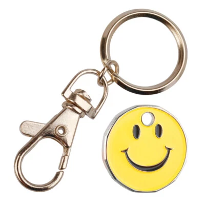 New Supermarket Happy Face Trolley Coin locker Token Keyrings x 12 units