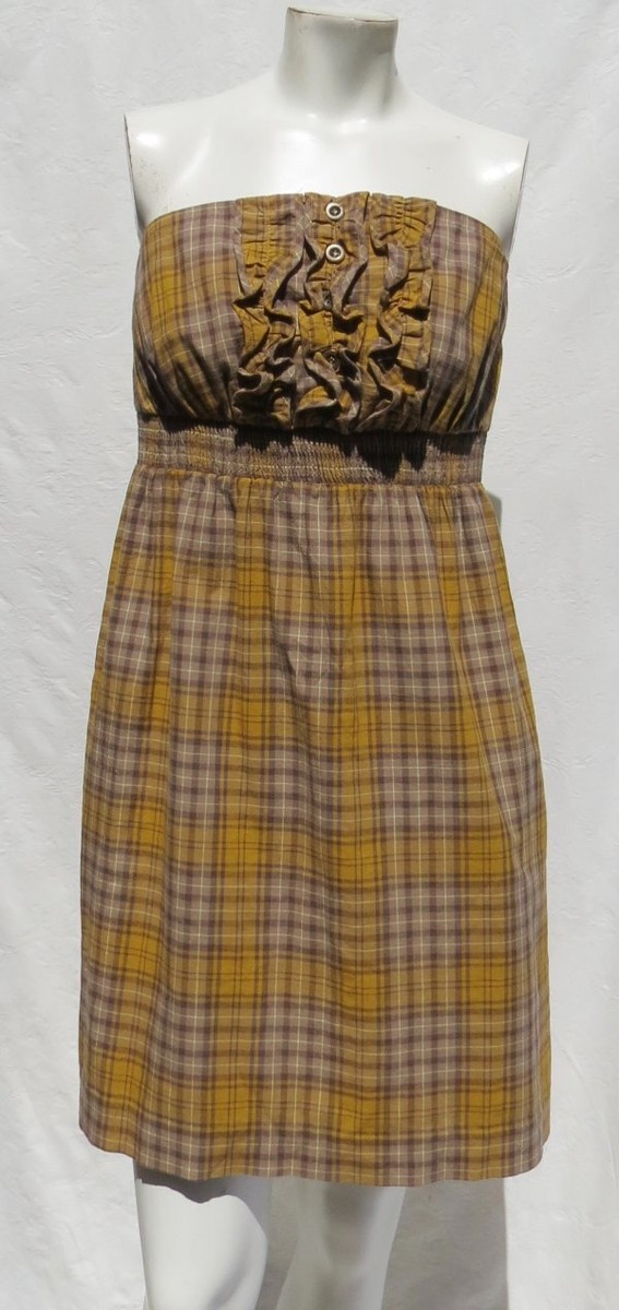brown gingham strapless dress Your Happy Place Yellow Gingham Maxi Dress | Trendy Dresses