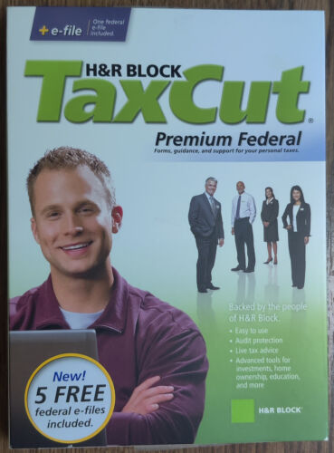 2008 H&R Block Tax Cut Software Premium Federal (No State) Win/Mac CD-Rom Disc - Picture 1 of 5