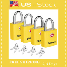 4 Pack TSA Approved Luggage Locks with Keys, Travel Padlock, Zinc Alloy Water...