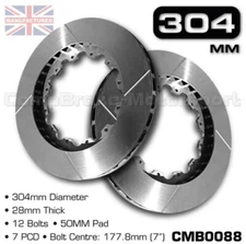 BRAKE DISC / ROTOR 304MM X 28MM 12 BOLT (50MM PAD) 7" PCD - PAIR CMB0088