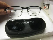 Revolution Eyeglass Frame W/ Magnet sun shade RCF 203 BKGS 53-17-136 w/case 