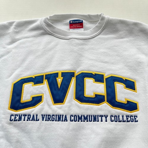 Vtg Champion CVCC Sweatshirt Central Virginia Community College Crew Neck White - Picture 3 of 7