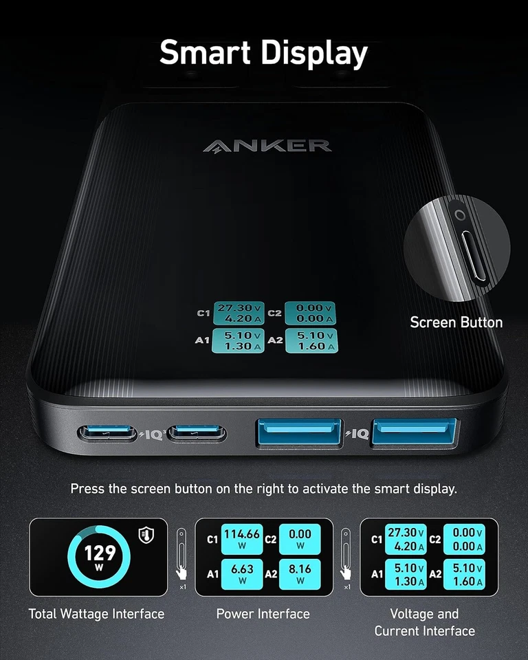 Anker Prime 6-in-1 USB C Charging Station 140W Compact Power Strip 6 Ports - Image 3 of 4